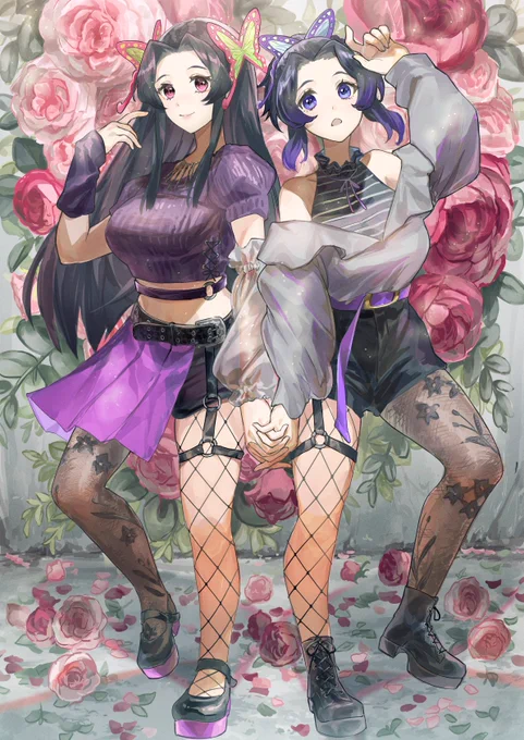 カナエとしのぶ 現代服#鬼滅の刃 #胡蝶しのぶ #胡蝶カナエ 