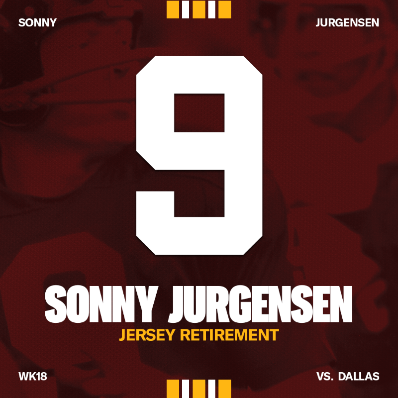 Commanders's tweet photo. There will never be another 𝟵

We're retiring the legendary Sonny Jurgensen's number during our Week 18 game vs. Dallas