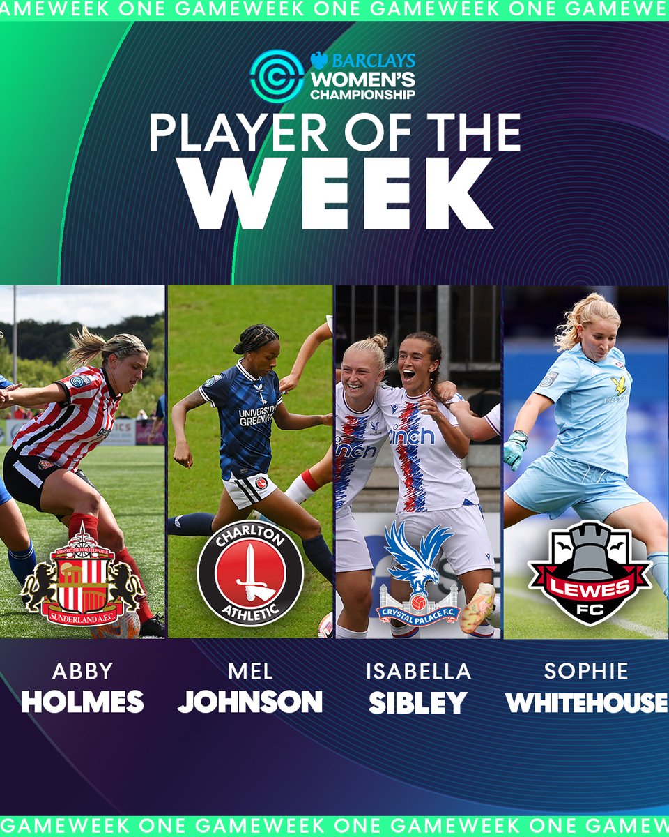 Who gets your vote for #BarclaysWC player of Gameweek One? ⭐️

⭐️ <a href="/Abby_holmes_2/">Abby Holmes</a> 
⭐️ <a href="/melgjohnson/">Melissa Johnson</a> 
⭐️ <a href="/isabellasibley_/">Isabella Sibley</a> 
⭐️ <a href="/so_whitehouse/">Sophie Whitehouse</a>