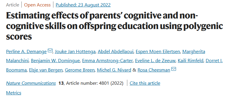 Perline Demange (@perlinedemange) on Twitter photo Finally out! š„
Two years after the first preprint version, our paper on environmental effects of parentsā cognitive and non-cognitive skills on their childrenās education has grown a lotš
In <a href="/NatureComms/">Nature Communications</a> nature.com/articles/s4146ā¦
A brief twitter threadš§µ Finally out! š„
Two years after the first preprint version, our paper on environmental effects of parentsā cognitive and non-cognitive skills on their childrenās education has grown a lotš
In <a href="/NatureComms/">Nature Communications</a> nature.com/articles/s4146ā¦
A brief twitter threadš§µ