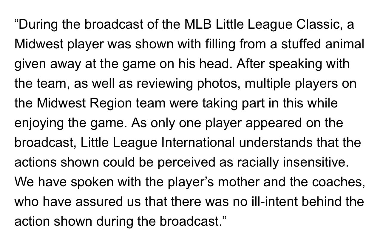 Chenue Her on Twitter "Little League officials tell me there’s no “ill