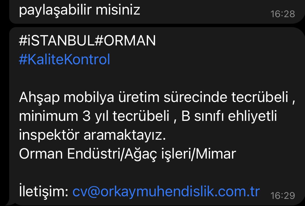 ⚠️ İŞ İLANI ⚠️