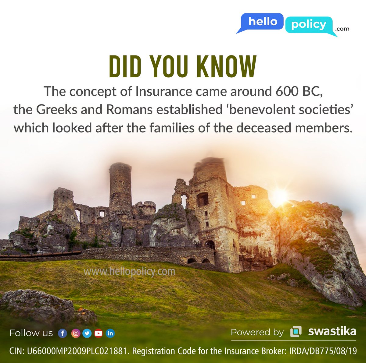 1clickpolicy's tweet photo. The concept of Insurance came around 600 BC π‘
π 0120-4400799
π https://t.co/53dG82TKz9
#bajajallianzcarinsurance #hdfcergocarinsurance
#cheapthirdpartycarinsurance #iffcotokiocarinsurance #hellopolicy
#adityabirlacarinsurance https://t.co/W1RwvuhNGz