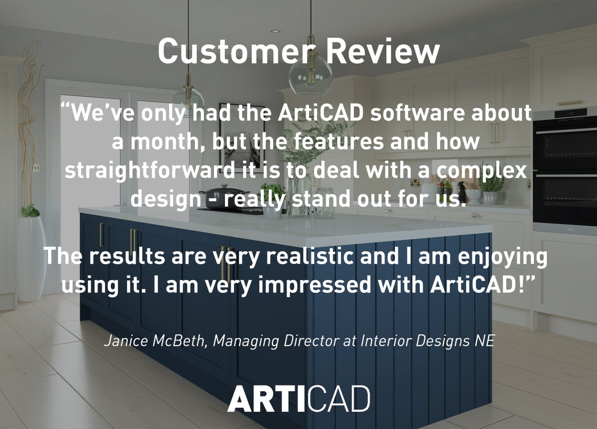 ✨ Customer Review ✨ We've received lovely feedback for the ArtiCAD-Pro software from Janice McBeth, Managing Director at Interior Designs NE. Click on the link to read more ➡ zcu.io/A2lq #ArtiCAD #CustomerReview #Customersatisfaction #KitchenDesign