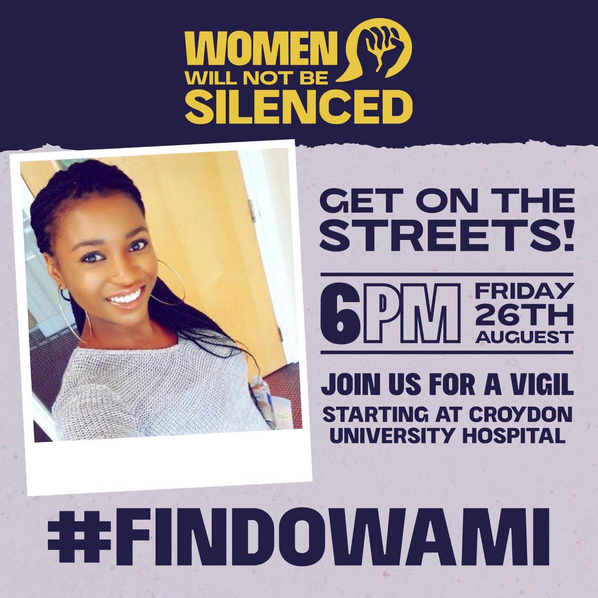 Owami Davis has been missing for over a month - where is the media coverage? Where is the outrage?

Get onto the streets Fri 26 Aug - meet us at 6pm and march with us. 

We are meeting at Croydon Universtiy hospital. 

See you there.

#OwamiDavies
#BLM pic.x.com/Tr6J2cJXLJ