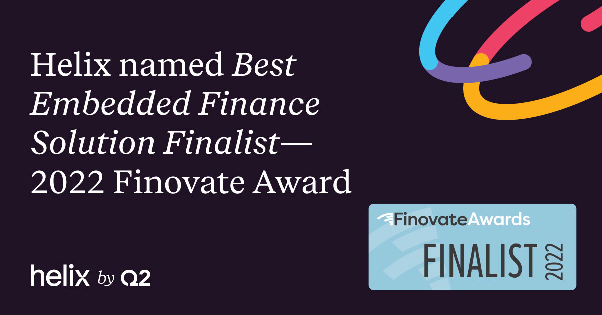 helixbyq2's tweet photo. We are excited to be named a @Finovate Award finalist for the Best Embedded Finance Solution category!
Read the full press release here: https://t.co/6JtJLwIHw8
#helixbyq2 #makefinancehuman #embeddedfinance #baas #bankingasaservice #personalizedbanking #fintech #FinovateAward https://t.co/tbMD0a5SFB