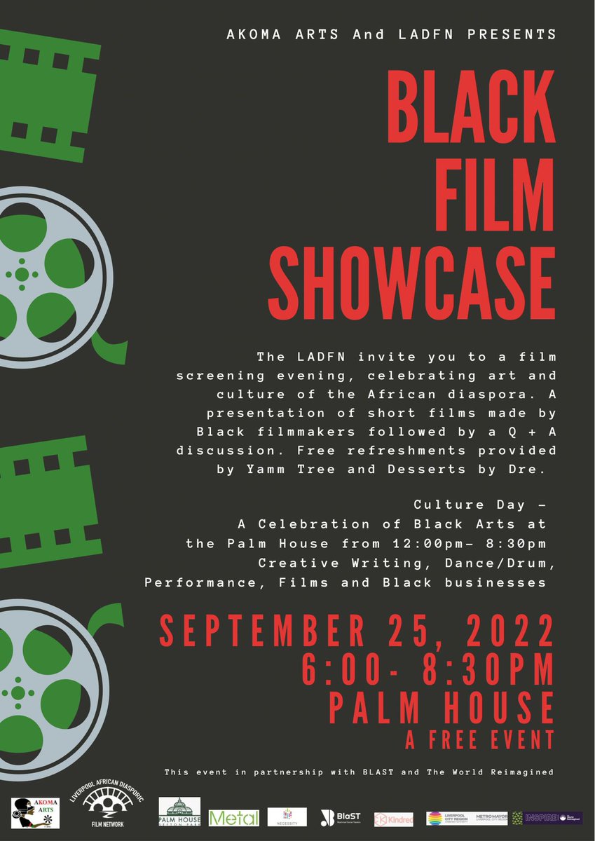 ladfnetwork's tweet photo. Come join us the 25TH of September for our Black Film Showcase! There will be many activities, film showings, performances, and refreshments! We look forward to seeing you there!
#ladfn #liverpool #film #africandiaspora #art #filmnetwork #filmmakers https://t.co/YaOHb6Sxxn