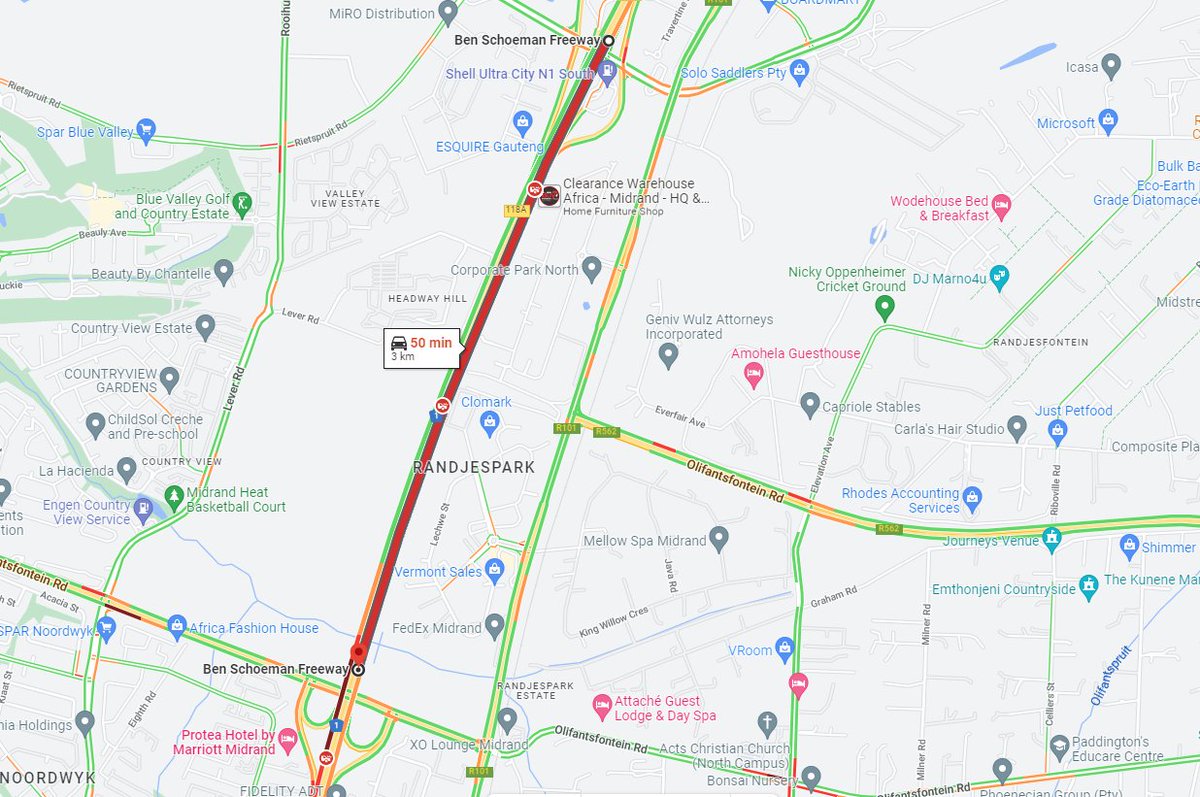 itrafficgp's tweet photo. 303007: Crash (Overtuned vehicle) , N1 Southbound before Olifantsfontein Off-ramp, All lanes closed, Expect delays. https://t.co/D9LSGaK12m