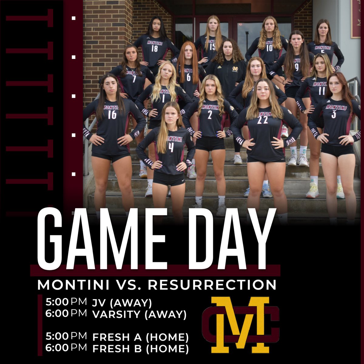 MontiniVB's tweet photo. 🚨ATTENTION EVERYONE🚨 TODAY is Montini Volleyball’s FIRST GAME of the season!!!!🥳 Freshmen A and B play at 5:00pm and 6:00pm at home. JV and Varsity play at 5:00pm and 6:00pm at Resurrection. Come out and support your Lady Broncos!!!!!!!🐴 #NewLookSameGoal https://t.co/Mya3DTpBu1