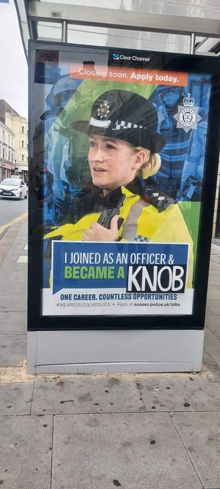 Corrected police ad spotted in Brighton, UK