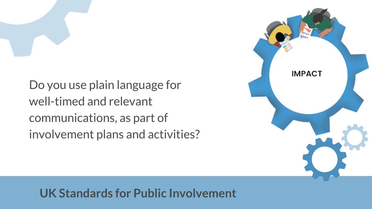 Research teams should try to understand the changes, benefits and learning gained from the insights and experiences of patients, carers and the public. Find out more about the 'Impact' standard, and reflect on whether you're meeting it: sites.google.com/nihr.ac.uk/pi-…