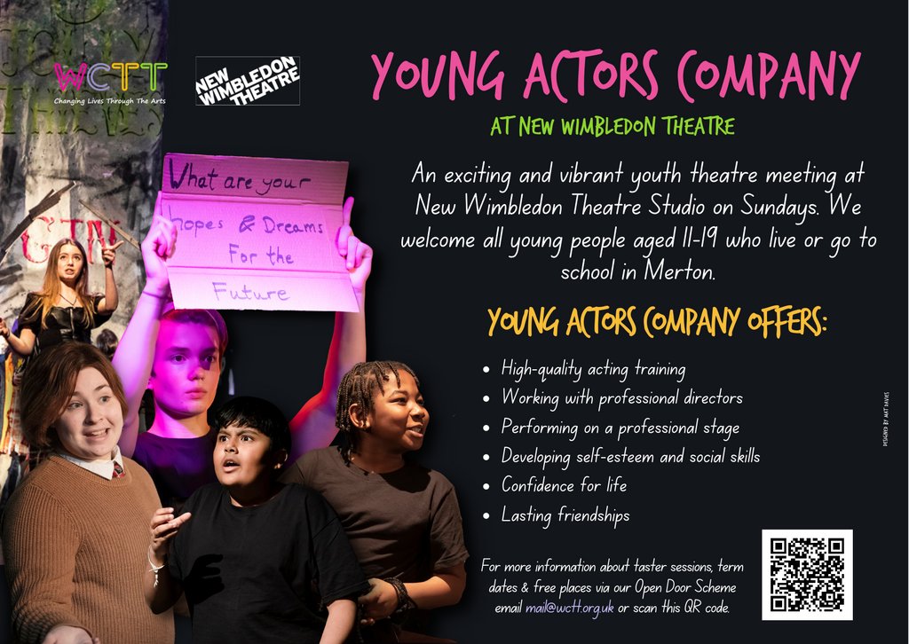 WCTTrust's tweet photo. Have you signed up yet? Places are going fast so don't miss out! More info here https://t.co/MIqTUI3LNy 
Make friends, have fun and unleash your creativity!⁠
@NewWimbTheatre
⁠#youththeatre #creativity #Wimbledon #Merton #wellbeing #mentalhealth #teenagers https://t.co/4bdNNGhQQm