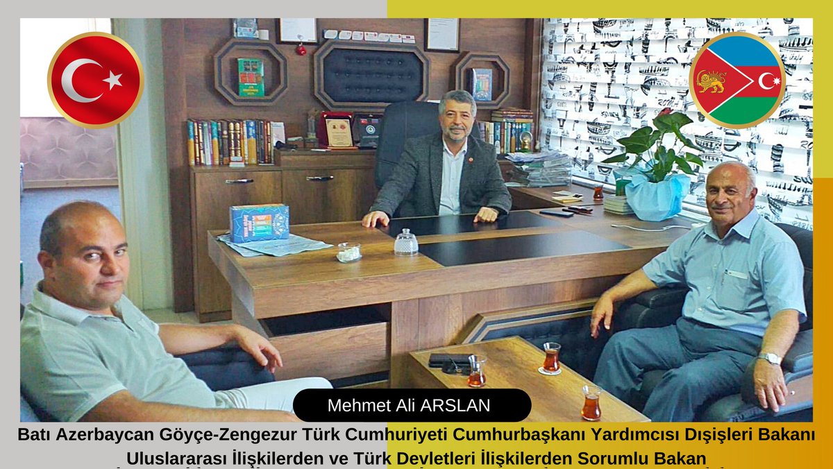 mehmealiarslan's tweet photo. Batı Azerbaycan #GZTC Cumhurbaşkanı Yardımcısı Sayın Mehmet Ali ARSLAN Bey'e üst düzey ziyaretler hız kesmeden devam ediyor. Gümüşhane Kelkit Kaymakamı Sayın Aziz ONUR AYDIN ve SGK Eski Müsteşarı Nezir AYDIN Bey Sayın ARSLAN'a  tebrik ziyaretinde bulundular. https://t.co/vvVQBB2mAZ