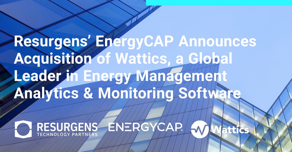 We are pleased to announce that our portfolio company, <a href="/EnergyCAP/">EnergyCAP</a>, has acquired <a href="/Wattics/">Wattics</a>, an innovative global provider of energy management analytics &amp; monitoring software. Read more here – resurgenstech.com/resurgens-ener… #privateequity #investment #sustainability
