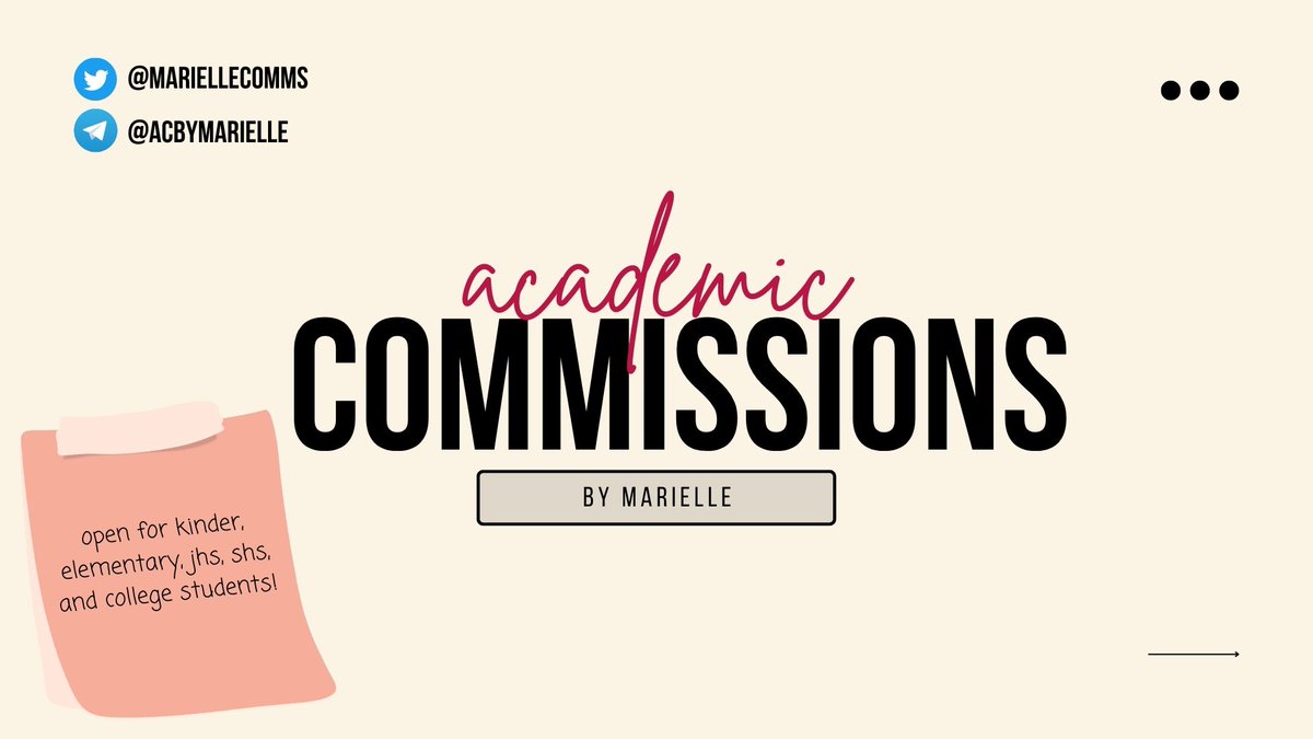mariellecomms's tweet photo. need help with your school works and backlogs? worry no more! marielle will be glad to assist you with your academic workloads!
scan through my commission sheets below to know more about me and the services i offer. ♡
feedbacks/vouches: #MACvouches
updates: #MACupdates https://t.co/YKU2VSkypO
