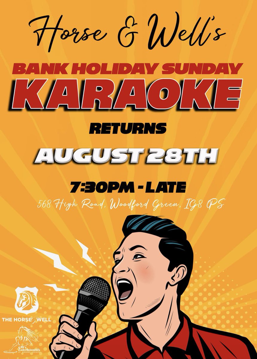 HorseandWell's tweet photo. She’s back ! This Sunday bank holiday @NeoAli Ali Robertson returns to rock the house with karoke 7.30 - Late 🎤🎉

Food serving 12.30 - 9pm 🍴 https://t.co/wiTs9PQJTZ
