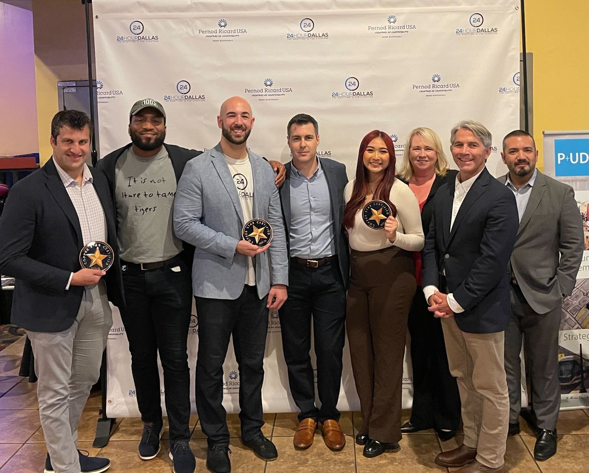 goFAAR's tweet photo. We were thrilled to celebrate 44 Dallas Businesses that were certified in the Copper Star program to increase nightlife safety. 

Amazing progress by @24HourDallas &amp; @safenightllc. Thanks to @PernodRicardUSA for making it possible &amp; to @DallasCityMgr for your support. https://t.co/bdy2mnsjGO