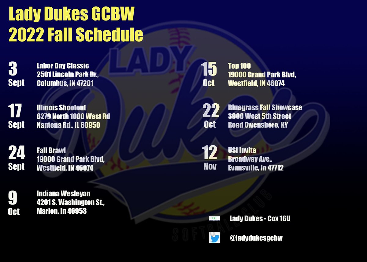 Looking forward to a great fall with a talented group of young ladies!!!!

#ladydukesgcbw