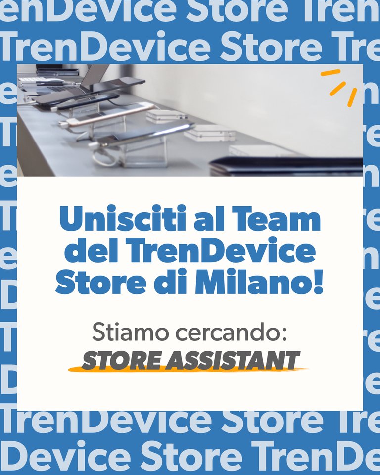TrenDevice's tweet photo. Unisciti al #TeamTrenDevice 😎 🚀
Stiamo selezionando un/una nuov* Store Assistant per il nostro #TrenDeviceStore di Milano, in Via Luini, 8.
♻️📱
Inviaci il tuo CV a risorseumane@trendevice.com e raccontaci chi sei. Ti aspettiamo! https://t.co/G32btSbflT