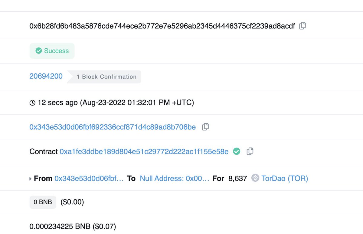 Tor_DAO_'s tweet photo. 🔥🔥We have completed the repurchasing and destruction of the #Tor for today. 

✅The total repurchasing value is 7200 USDT. 
✅The destroying amount is 8637 #Tor. https://t.co/S2ok0HPCFo