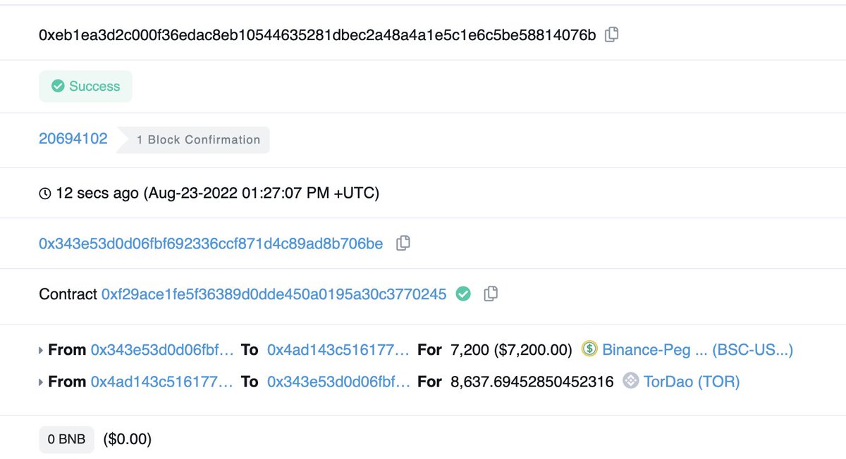 Tor_DAO_'s tweet photo. 🔥🔥We have completed the repurchasing and destruction of the #Tor for today. 

✅The total repurchasing value is 7200 USDT. 
✅The destroying amount is 8637 #Tor. https://t.co/S2ok0HPCFo