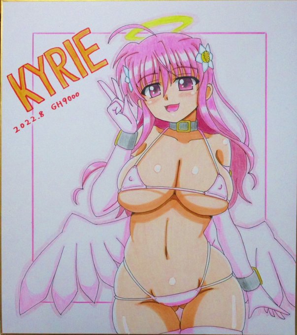 夏の色紙後編、天使なキリエちゃん完成しましたっ😆 