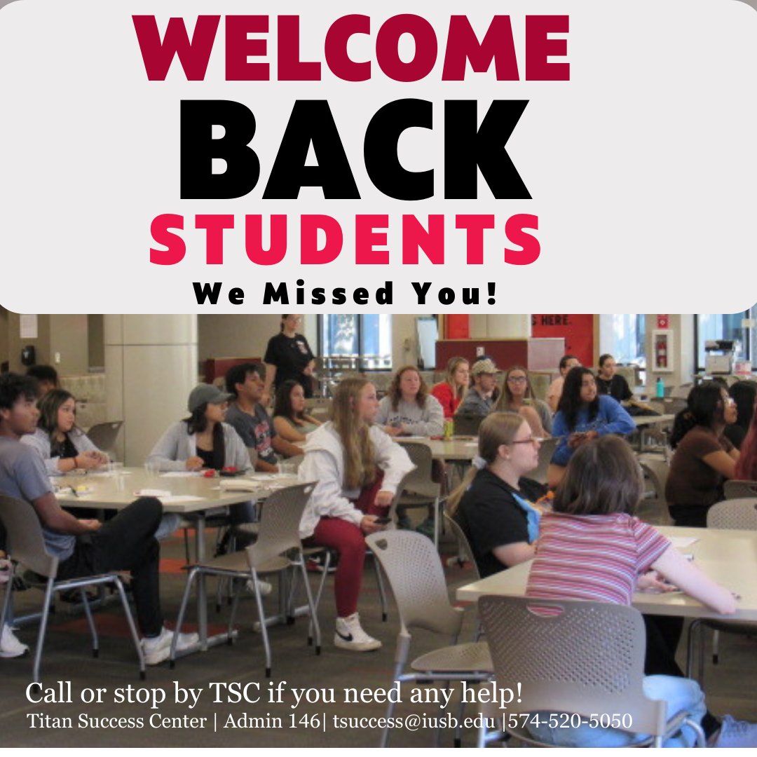 Titan_Success's tweet photo. Welcome back students! Yesterday was the first day of classes, if you need any help stop by the Titan Success Center located in the Admin building 146 or call 574-520-5050 https://t.co/x9tFxnTHtR