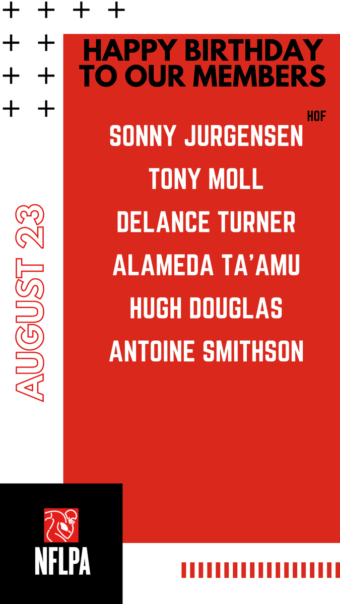 Happy Birthday to our members <a href="/tonymoll/">Tony Moll</a> @margojurgensen @Delanceturner <a href="/MEDATAAMU74/">Alameda Ta’amu</a> @bighugh53 - Hope you have the happiest of birthdays! Don't see your handle? Update your profile on NFLPA.com