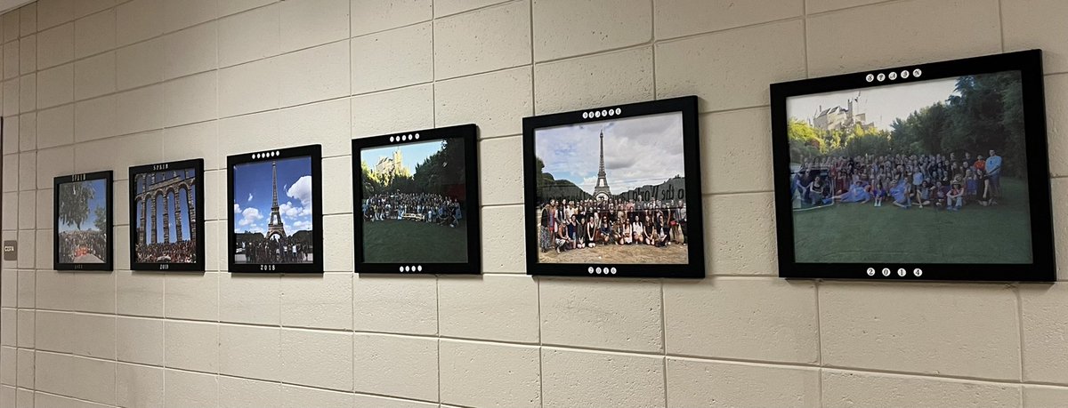 CBWorldLanguage's tweet photo. A special ‘thank you’ to Frank Perez in Facilities @CBSouthHS ! He always hangs these for me and has allowed the students to enjoy a visual history of our study abroad program!🌎 https://t.co/XWMnPlCBbB