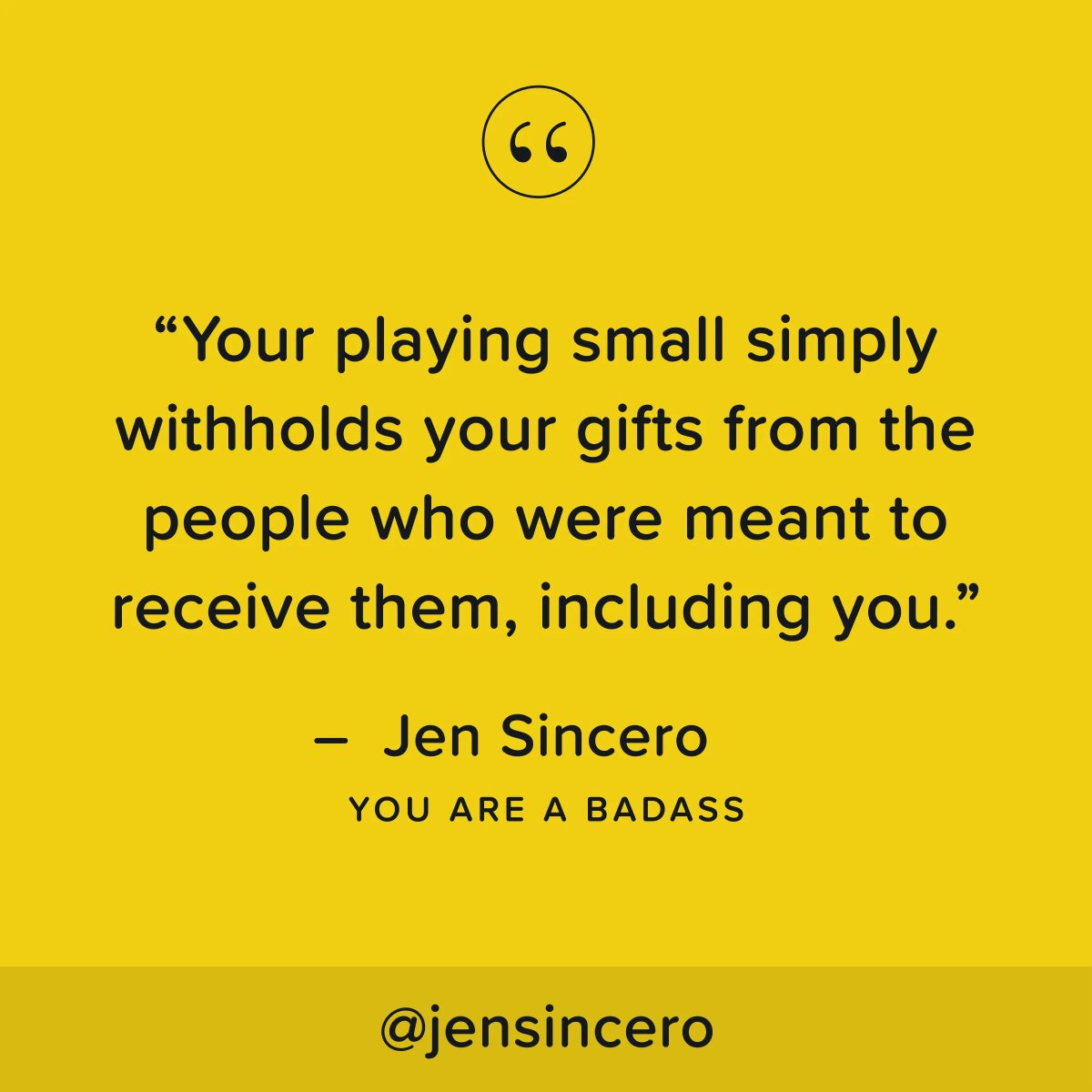 JenSincero's tweet photo. Once you understand that we live in an abundant Universe, you can drop the limiting belief that you serve the world better by not taking too much for yourself or by getting too big. #youareabadass #QOTD #TuesdayThoughts #TuesdayMotivation https://t.co/LOjsX9AIE9