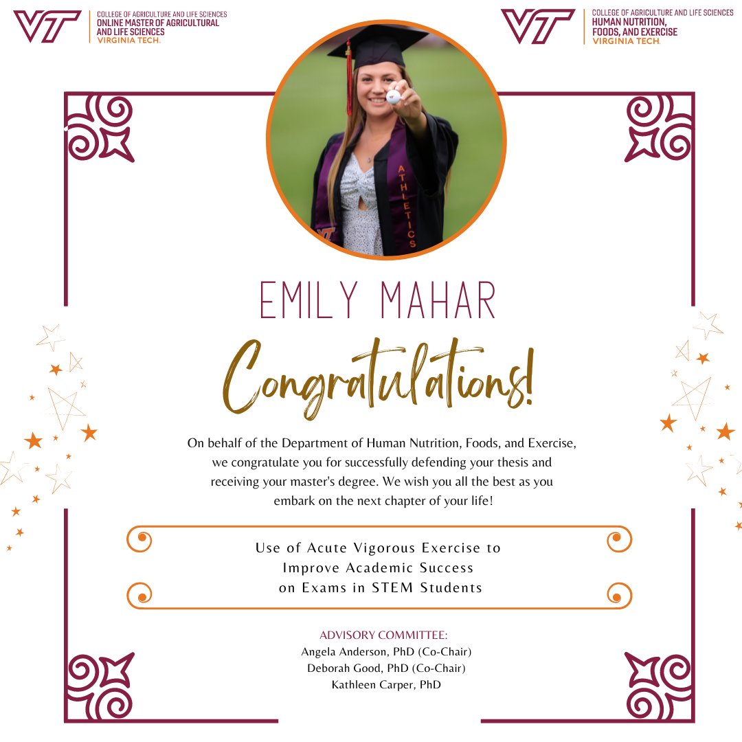 VTHNFE's tweet photo. Congratulations to Emily Mahar on successfully defending her MS thesis! #vthnfedefense #vthnfestudents #vtclassof2022 #iamvtcals #VTOMALS https://t.co/ShAYUkcOAj