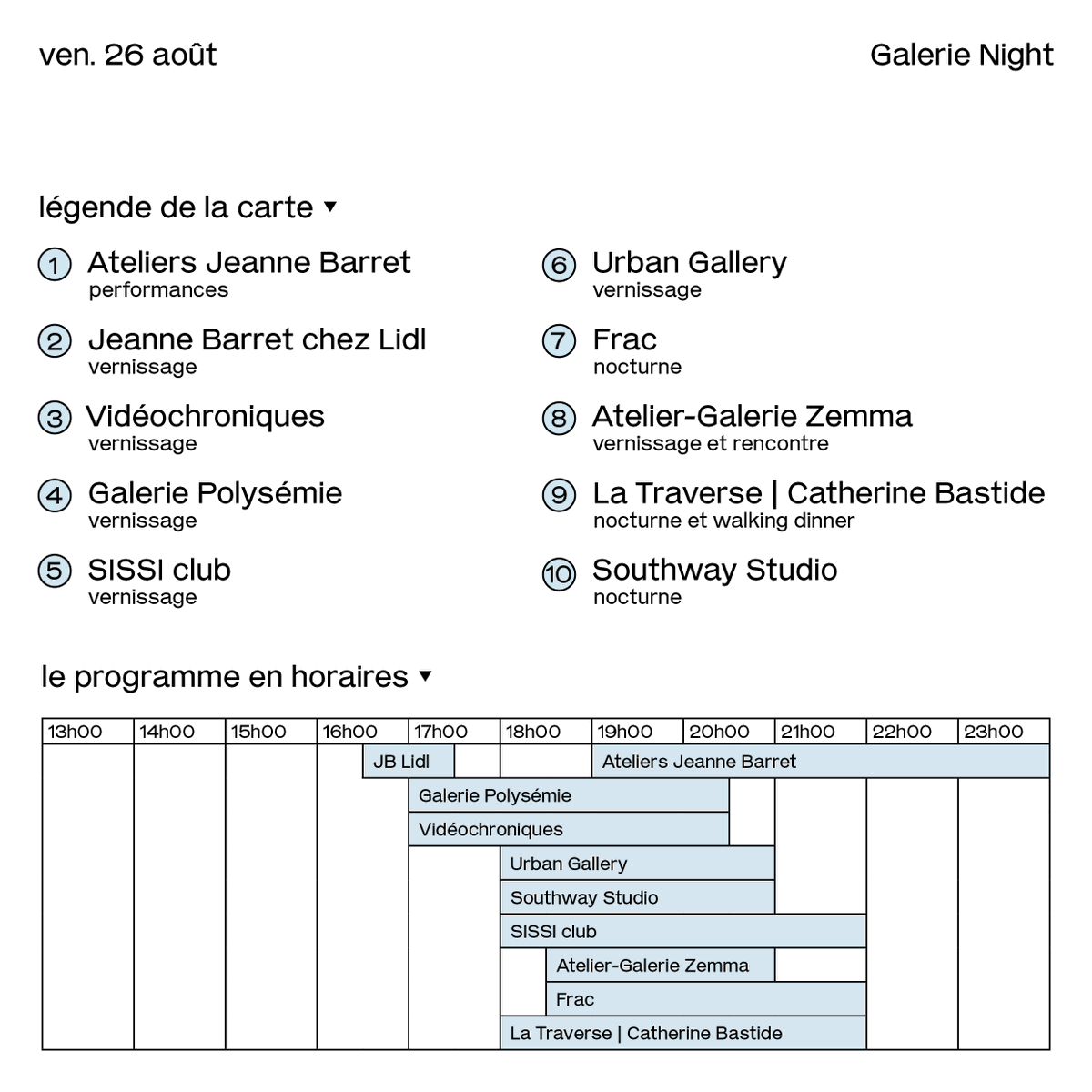 PacProvence's tweet photo. [Galerie Nights] J-3 🪐

Préparez votre programme pour les nocturnes de vendredi et samedi soir ! 

Une vingtaine de galeries marseillaises vous ouvriront leurs portes. Pour profiter pleinement de ces soirées, découvrez les cartes des Galerie Nights 👇 https://t.co/WBgZYWg5ST