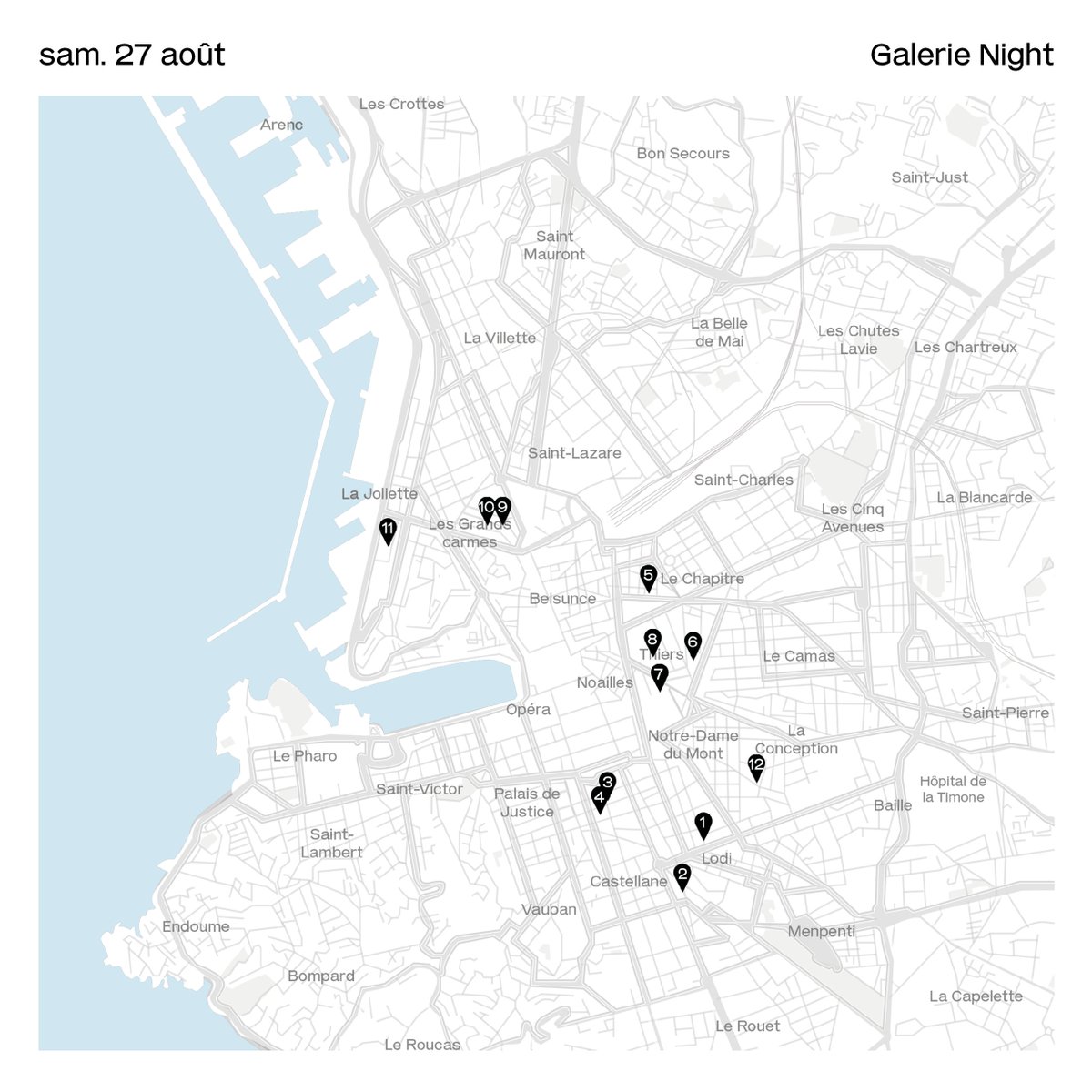 PacProvence's tweet photo. [Galerie Nights] J-3 🪐

Préparez votre programme pour les nocturnes de vendredi et samedi soir ! 

Une vingtaine de galeries marseillaises vous ouvriront leurs portes. Pour profiter pleinement de ces soirées, découvrez les cartes des Galerie Nights 👇 https://t.co/WBgZYWg5ST
