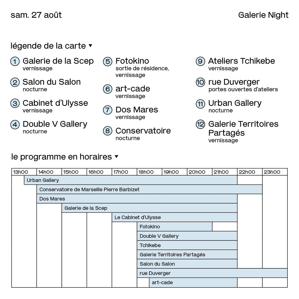 PacProvence's tweet photo. [Galerie Nights] J-3 🪐

Préparez votre programme pour les nocturnes de vendredi et samedi soir ! 

Une vingtaine de galeries marseillaises vous ouvriront leurs portes. Pour profiter pleinement de ces soirées, découvrez les cartes des Galerie Nights 👇 https://t.co/WBgZYWg5ST