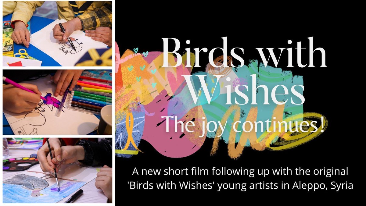 Muhammad_Achour's tweet photo. Please tune in on Wednesday 24th August at 1:30pm to watch the screening of a new short film following up with the original 'Birds with wishes ' young artists in Aleppo, Syria. 
@PlacesofARcture
#arts
#communityengagement

https://t.co/47cDaH4Rca https://t.co/KMQkFSyq6h