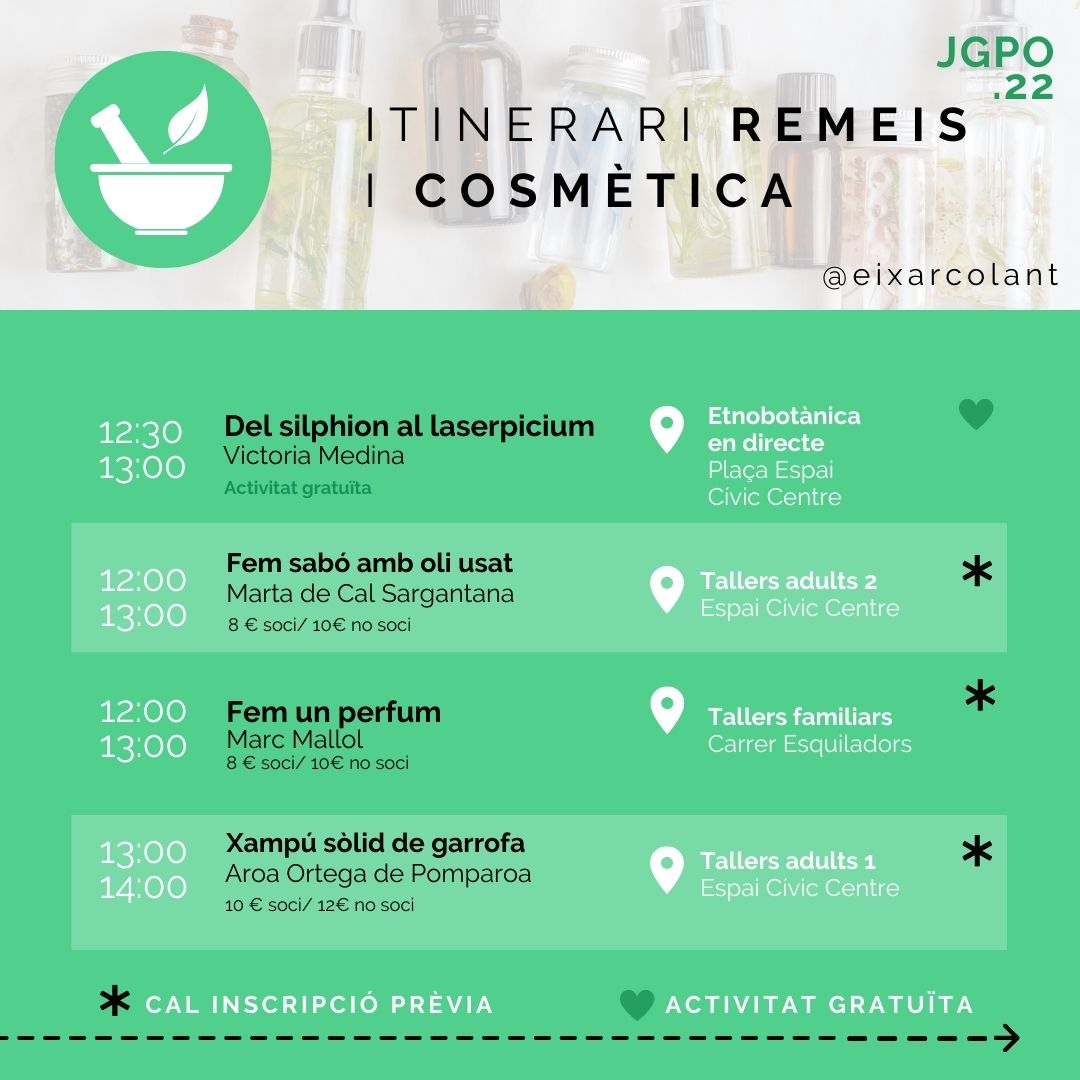 eixarcolant's tweet photo. L'itinerari #REMEIS I #COSMÈTICA està pensat per aquelles persones que volen endinsar-se al món de les #cures i la #salut utilitzant preparats #medicinals amb #plantessilvestres que venen de la #tradició #popular i també de la #recerca i #innovació. #17setembre #Igualada https://t.co/JJpulqUfRC