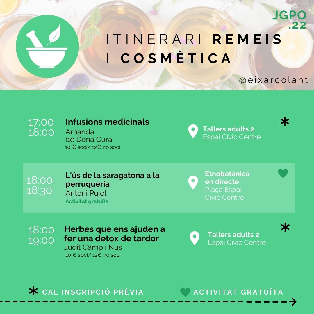 eixarcolant's tweet photo. L'itinerari #REMEIS I #COSMÈTICA està pensat per aquelles persones que volen endinsar-se al món de les #cures i la #salut utilitzant preparats #medicinals amb #plantessilvestres que venen de la #tradició #popular i també de la #recerca i #innovació. #17setembre #Igualada https://t.co/JJpulqUfRC