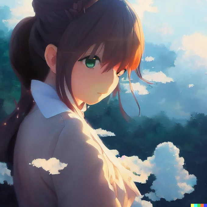 AIでのアニメキャラ生成、midjourney(beta)がいい感じだけど目はうまくいかないので、ある程度作成してから Dalle2 で目の領域指定して「cute girl, kyoto animation」とかで書き換えるのがいいかもしれない 