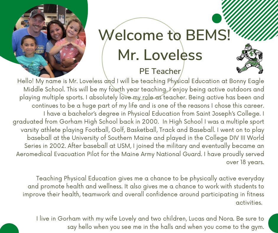 Please join us in welcoming Mr. Loveless to  the Scot Family!