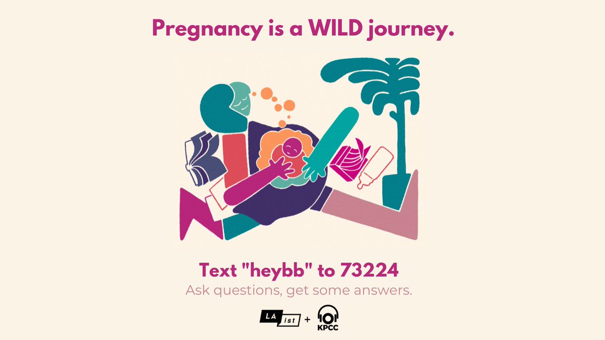 sritoper's tweet image. Today #heybb launches! It’s run by real humans at @KPCC / @LAist and we will be answering your questions about pregnancy, birth and parenthood: from how to advocate for yourself (systemic racism is real!) to explaining what a doula does. Sign up by texting “heybb” to 73224! 💫