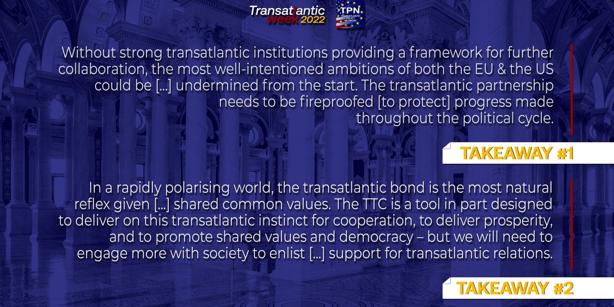 TPNOnline's tweet photo. The increasing importance of #TransatlanticPartnership in a changing 🌍, the war in #Ukraine, the long-term threat of #China, public attitudes towards #NATO, & EU-US cooperation, are just a few of the topics we discussed this year at #TransatlanticWeek.
🔎 Here are 8 takeaways! https://t.co/j0Oob0fCuR
