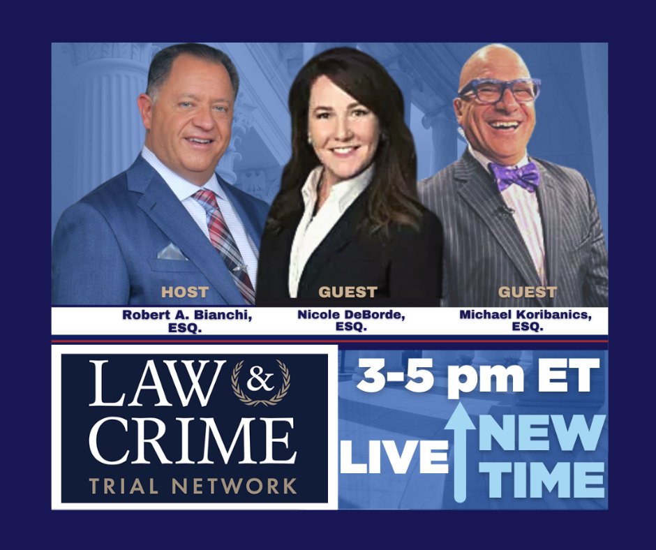 bianchilawgroup's tweet photo. 🚨TV ALERT🚨@RBianchiEsq and #BLG Partner will Host @LawCrimeNetwork #TODAY from 3-5pm!
🏛Cases:
☞ Staged Suicide Murder Trial (OH v. Matheau Moore)
☞ Parkland School Massacre (Nikolas Cruz Penalty Phase)
☞ NEW Trial, FL v. Trevor Summers
Guests:⚖️
@debordelaw
@mkoribanics https://t.co/prtGTyKYU5