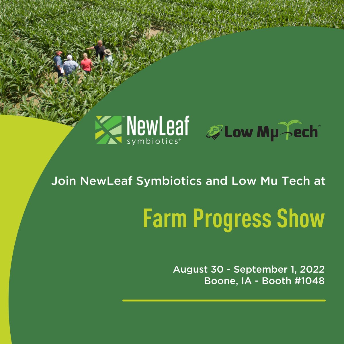 NewLeaf_Sym's tweet photo. Heading to @FPShow next week in Boone, IA? Be sure to stop by booth 1048 to learn about #Terrasym and how you can increase yield and ROI for corn and soybeans with the power of pink microbes.
#AgTwitter #FPS22 #Farmprogress https://t.co/7obZlw68jQ