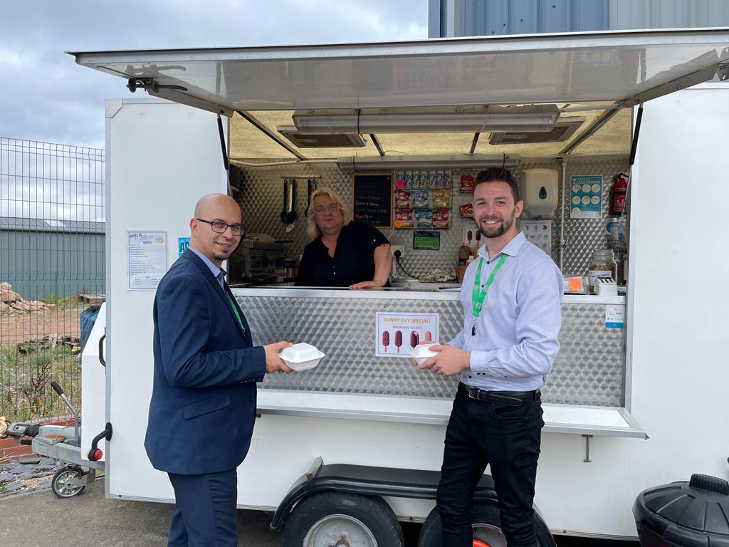 LJMCompliance's tweet photo. Lunch with a smile here at LJM at Donna’s delicious sandwich van. 🥪 
Great to bump into our neighbours from @cosydirect too! https://t.co/5cZtlepRCB