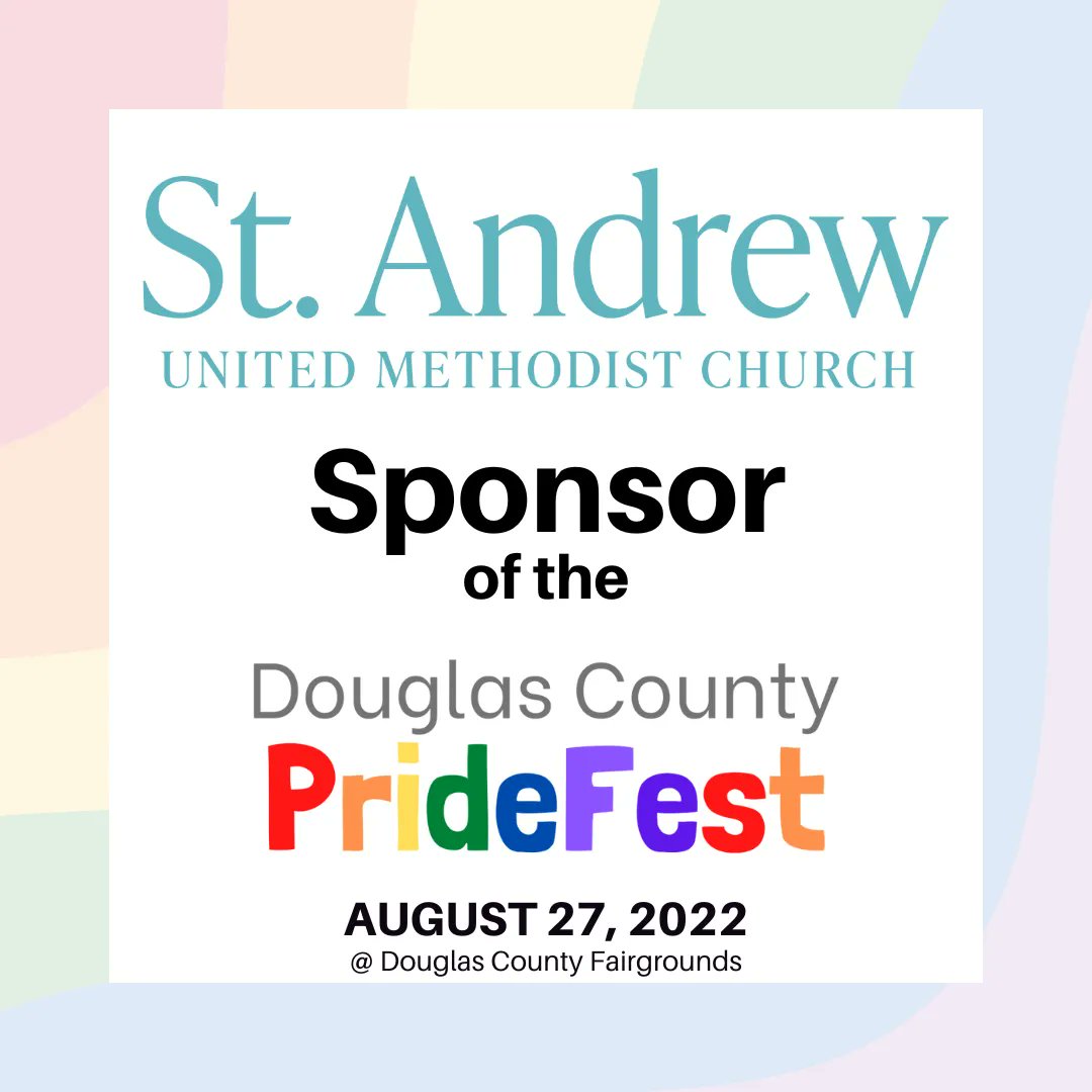 CRPrideOfficial's tweet photo. Thank you so much to St. Andrew United Methodist Church, a sponsor of Douglas County PrideFest this year! This is an incredibly affirming church. Just check out their website! #LoveKeepsUsTogether #DouglasCountyPrideFest #CastleRockPride #Pride #ColoradoPride #LGBTQIA #GayPride https://t.co/0YgLgmlLZG