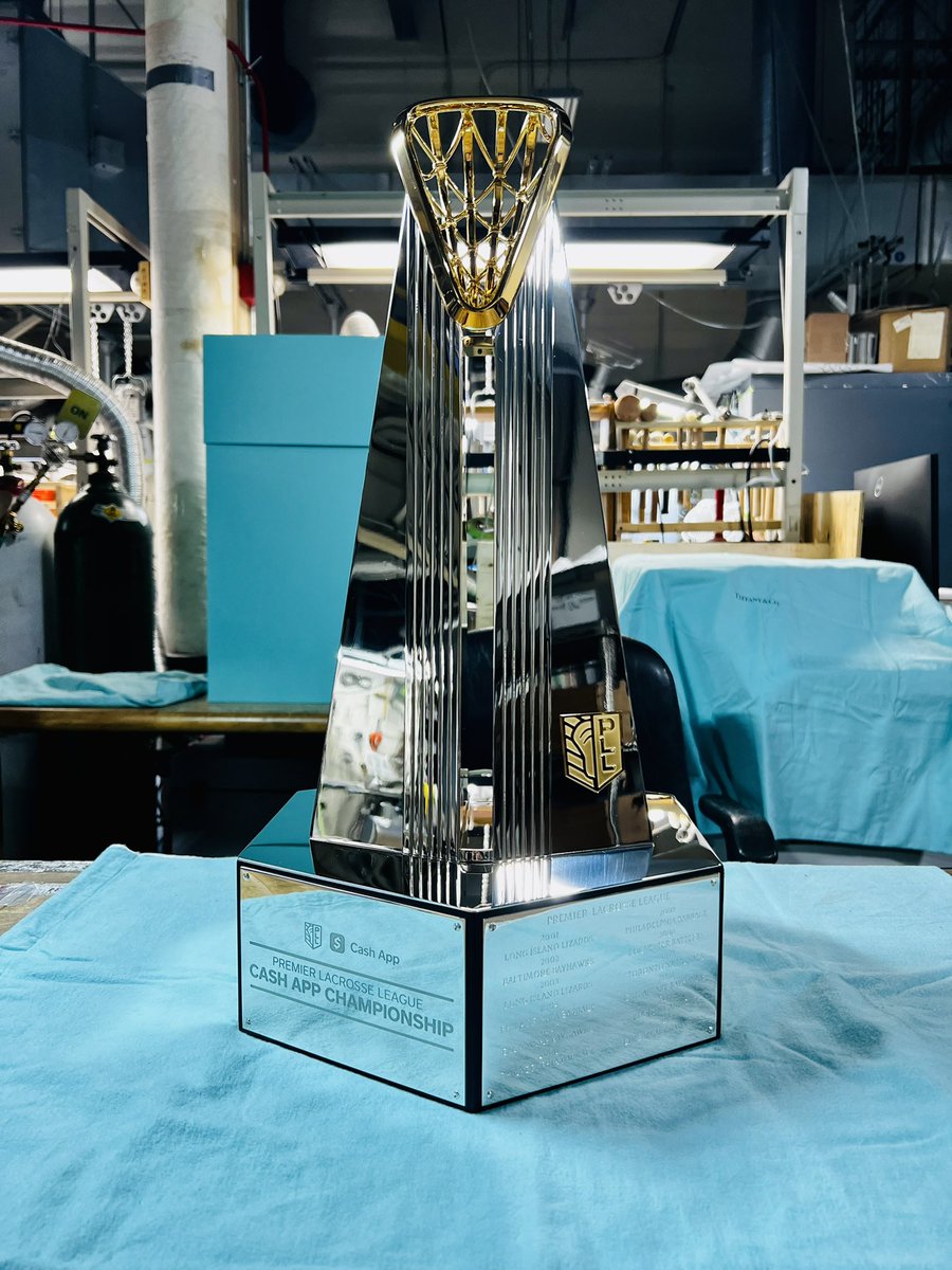 PaulRabil's tweet photo. since our inception, ideas and iterations turned to partnership with @TiffanyAndCo — our designers and handcrafting experts for your all new @PremierLacrosse cash app championship trophy 🏆 https://t.co/tdoUi0DWwq