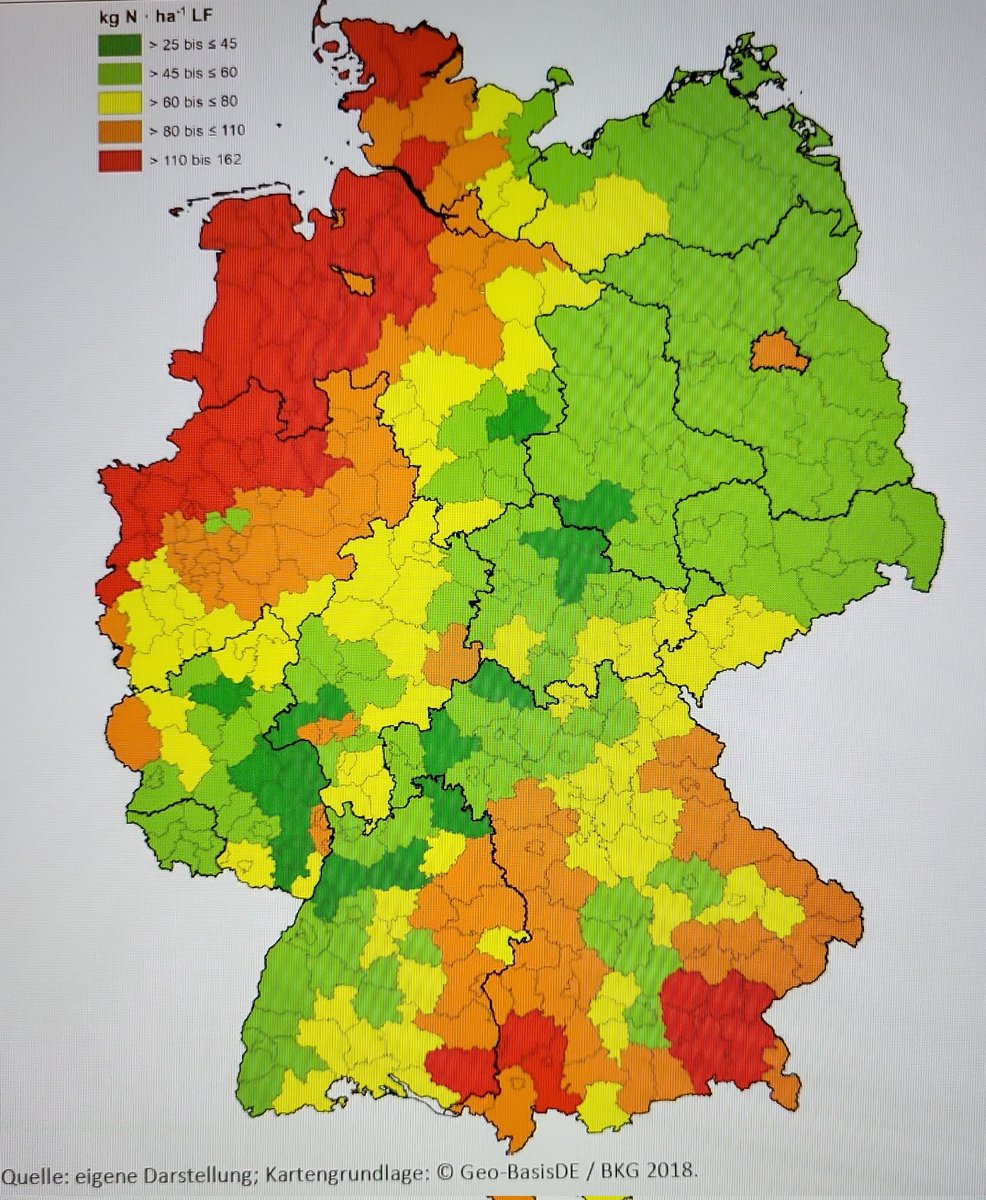 En wederom allemaal desinformatie van extreem rechts over het "verzonnen stikstofprobleem" en "in Duitsland hebben ze nergens last van". 
Duitsland heeft zeker last van stikstof. Vooral van die uit Nederland.