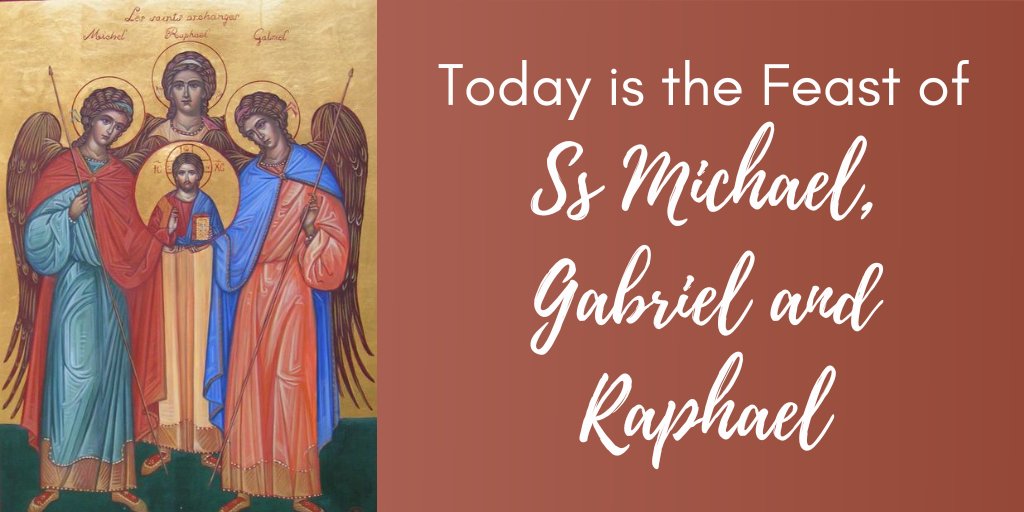 CathEdService's tweet photo. 'Michael defends us, Gabriel gives us the good news and Raphael takes us by the hand and walks with us; he helps us with the many things that occur along the journey' - Pope Francis 
😇😇😇 https://t.co/G4WrXn9iTc