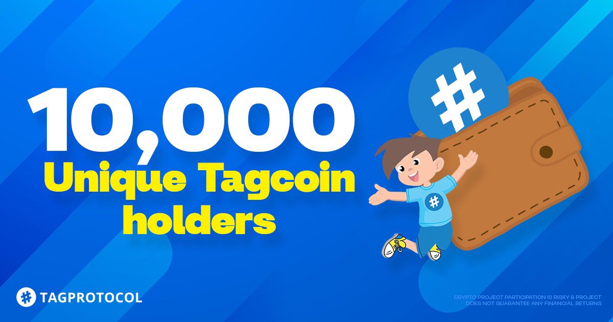 tagprotocol's tweet image. Already crossed 10.000 unique wallets. 
That’s another big milestone 🥂
More on tagcoin.io 👈🏼

$TAG #tagcoin #wallet #HOLDERS #autonomos #nft #performance #mining #tagecosystem #NFTCommunity #HODL #autonomos #dao