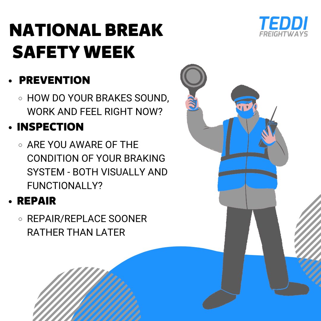 Teddifw's tweet photo. As Brake Safety Week is in full swing, we strongly advise our carriers to take several steps to ensure they are operating at the highest of safety standards.

#logistics #transportation #supplychain #trucking #freight #wbenc https://t.co/fB1Z580HsG